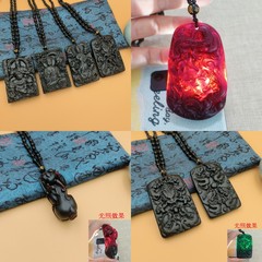 药珀光变绿龙牌项链水滴吊坠光变公主扣无事牌大日如来貔貅毛衣链