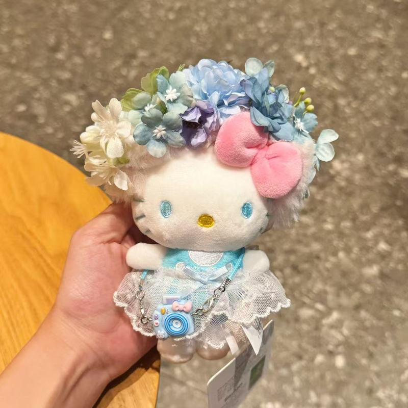 正版hellokitty簪花头套国风少女卡通包包挂件毛绒钥匙扣玩偶礼物|undefined
