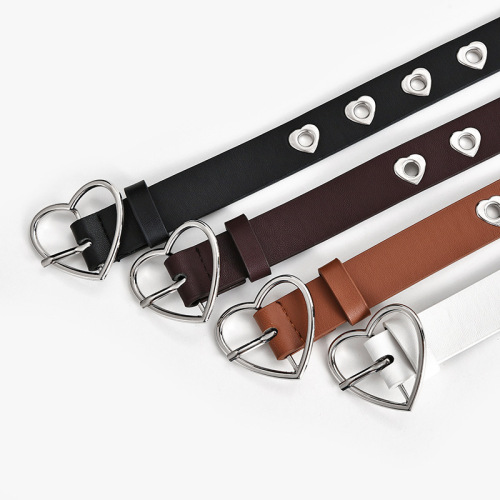  New Love Buckle Decoration Women's Jeans Belt Fashion Heart Shape Air Eye Hollow Belt Wholesale
