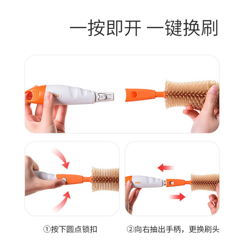 Baby silicone brush 360 degree rotating baby pacifier brush household cleaning brush set bottle washing brush nano silver