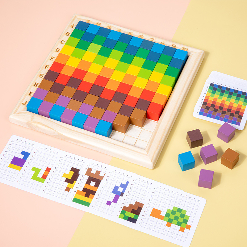De madera de educación temprana cognitiva niños aprendiendo material didáctico juguetes educativos rompecabezas color cubo volumen de madera al por mayor