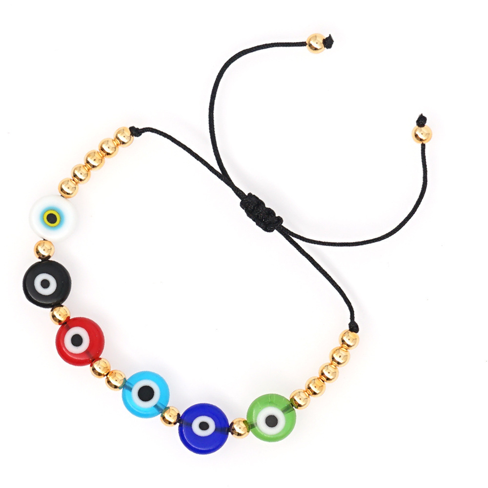 Nihaojewelry Ethnic Style Colored Glaze Evil Eye Gold Bead Bracelet Wholesale Jewelry display picture 24