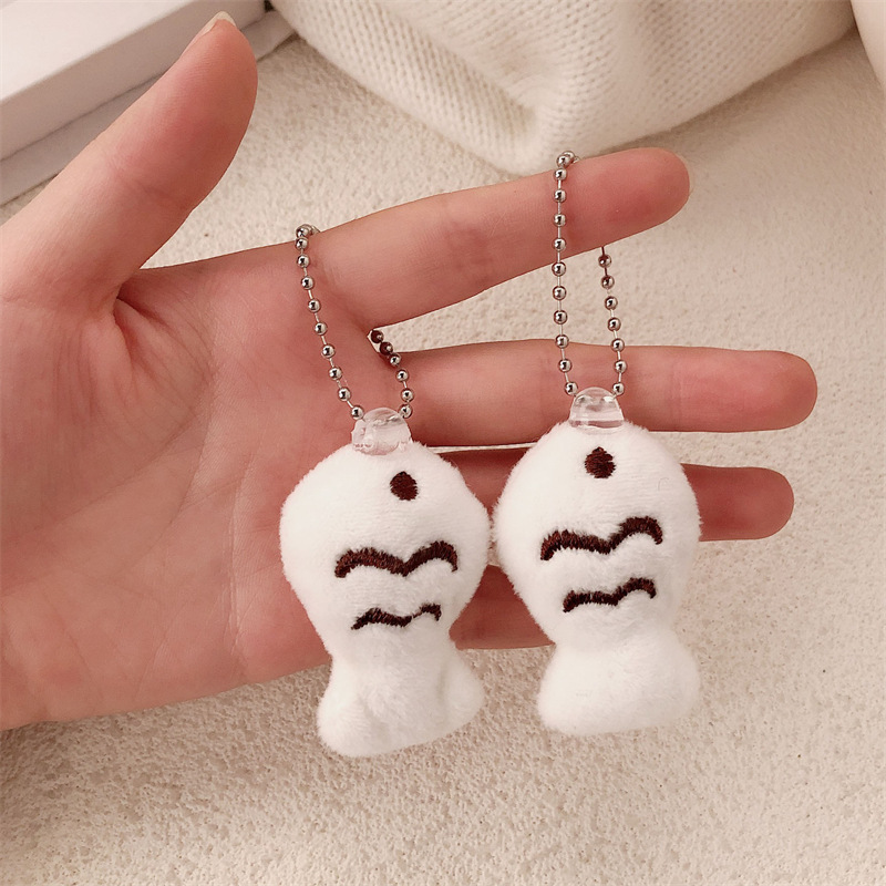 Lindo gatito pececito muñeco de peluche personalidad creativa regalo llavero mochila escolar colgante llavero colgante de red