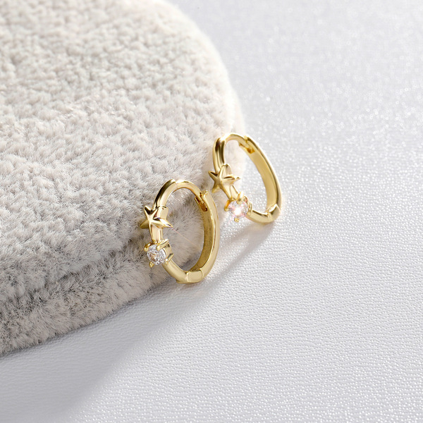small design golden earrings for men and women with zircon