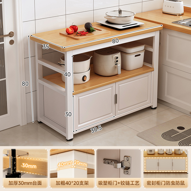 Estante de cocina multifuncional hogar contra la pared mesa mesa de trabajo gabinete piso platos microondas almacenamiento gabinete lateral