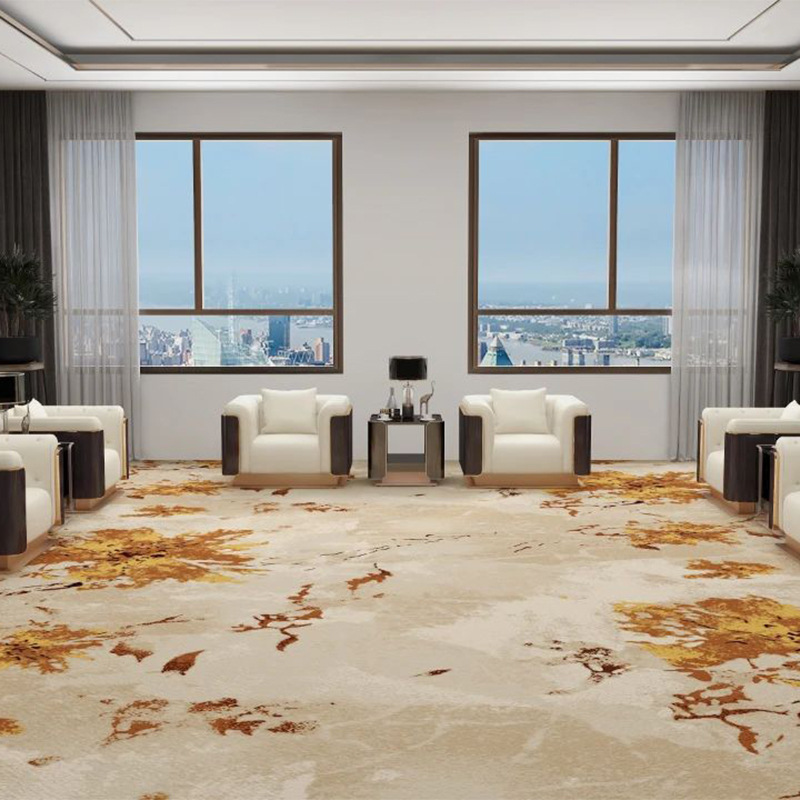 Hotel piso sala de reuniones alfombra Akmin resistente al fuego impresión sucia alfombra comercial salón de baile personalizado