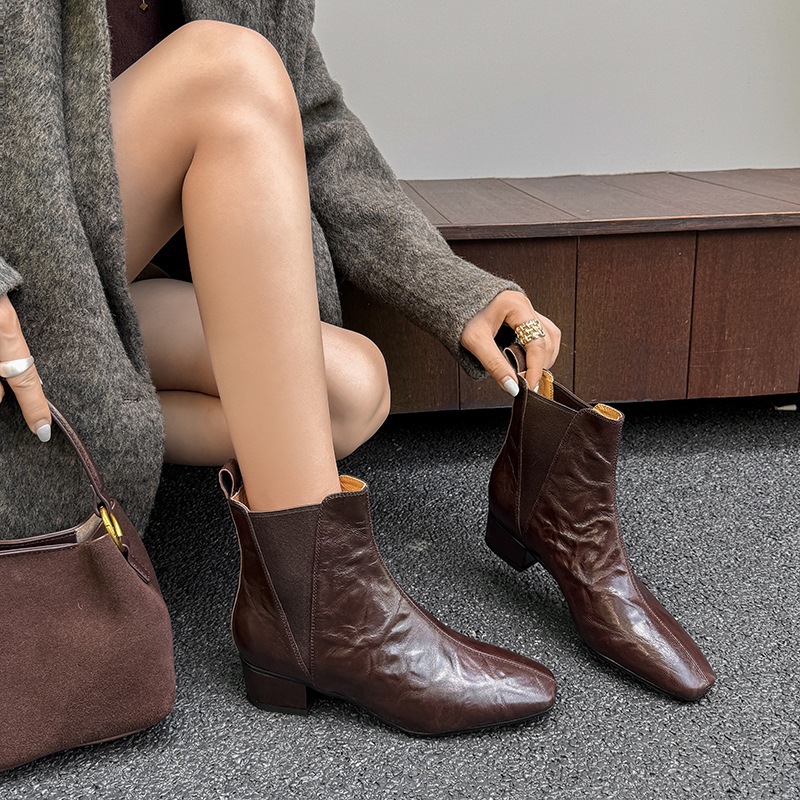 low boots square toe