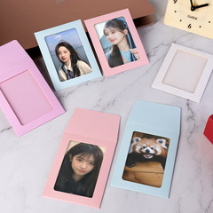 インスタイルマカロンカラーカードホルダー封筒DIYカード包装フォトフレーム窓透明封筒