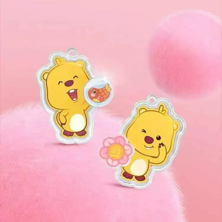 周家同款LOOPY联名足金999赚钱花转运锦鲤手机链钥匙扣包包车挂件