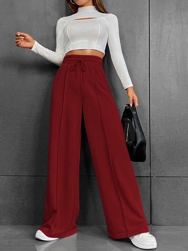 Women's Holiday Daily Streetwear Solid Color Full Length Casual Pants Wide Leg Pants display picture 14