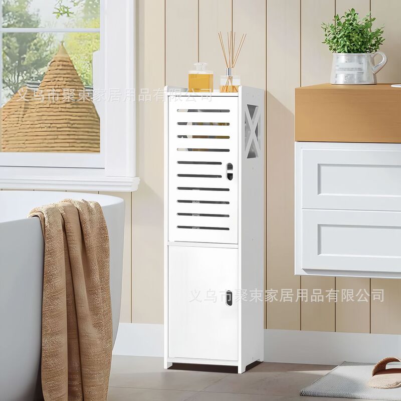 Cross-Border Amazon Bathroom Storage Rack Nordic Style Floor-Standing Waterproof Storage Rack Living Room Bedroom Narrow Side Cabinet Bookshelf