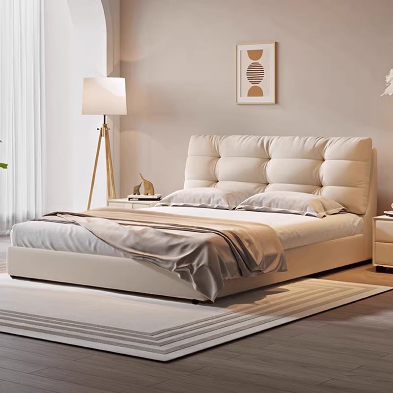 2025 nueva cama de tela francesa de aire crema moderna simple cama queen doble cama de almacenamiento