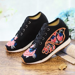 Single shoes/With thermal lining, Travel shoes, Canvas embroidered sport shoes, Casual fashionable cloth shoes, Women's single shoes