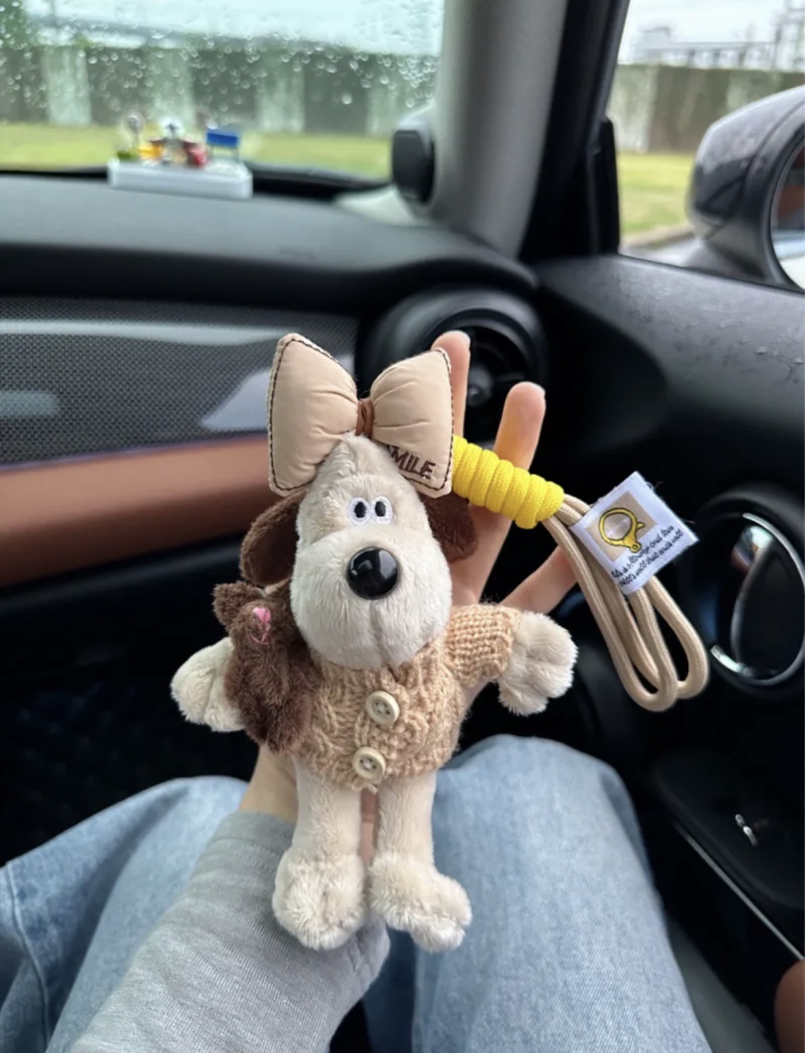 Meilade viento 14cm jefe perro peluche colgante lindo muñeca peluche moda cool bolsos colgante llavero