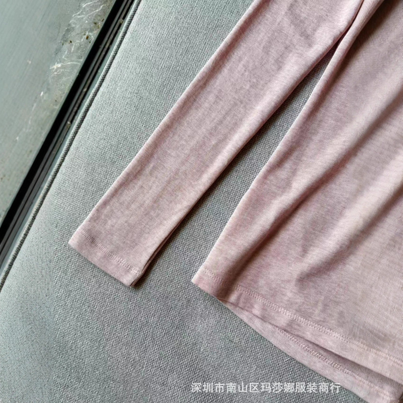 深圳南油新款斜领褶皱欧货早秋新款显瘦设计感修身上衣打底衫百搭|undefined