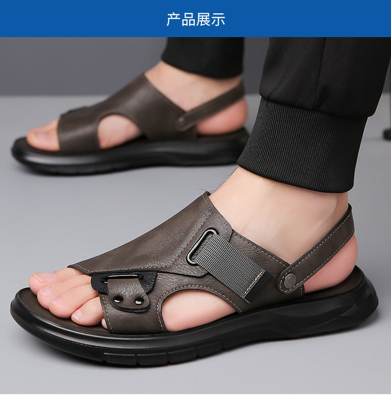 Dép sandal nam cỡ lớn thoáng khí đi biển, dép lê quai ngang hở ngón đi ngoài trời — CS2319 màu xám, CS2319 màu đen chi tiết 13