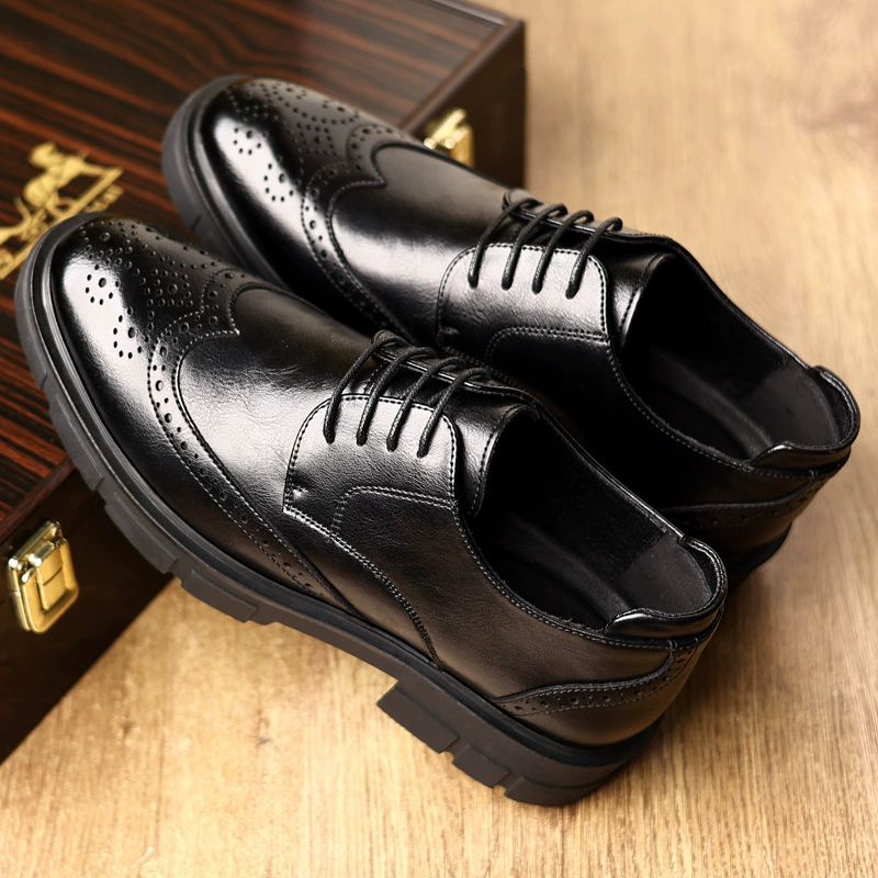 Внутренняя кожаная обувь 10cm мужская обувь Bullock 8cm деловая одежда толстая подошва свадебная обувь для мужчин