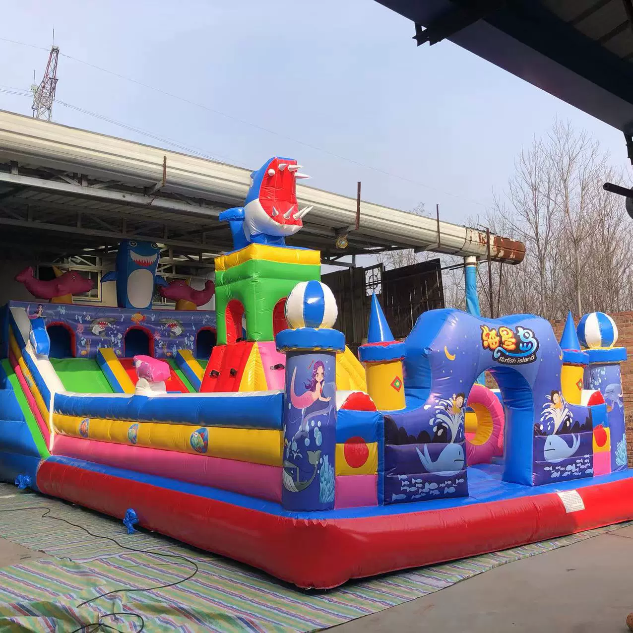 5*10/6*10m海星岛充气城堡儿童滑梯攀爬蹦蹦床游乐设备淘气堡