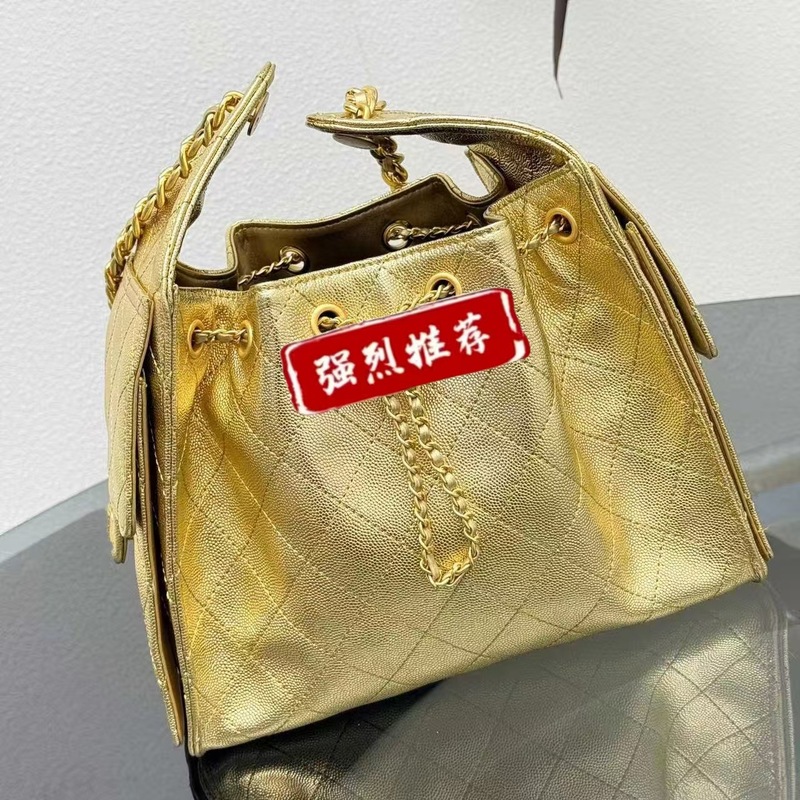 新款抽绳口袋hobo嬉皮包球纹水桶包单肩斜挎包腋下包菱格链条包|undefined