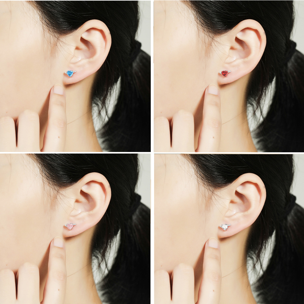 925 De Joyería De Plata Esterlina, Anillo De Gemas De Color Aguamarina, Pendientes De Corazón De Amor, Collar En Forma De Corazón De Rubí Para Mujeres De Alto Sentido display picture 11