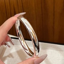 泥鳅背镀银手镯实心闭口卡8数控切割镜面光面镯子素圈手环批发