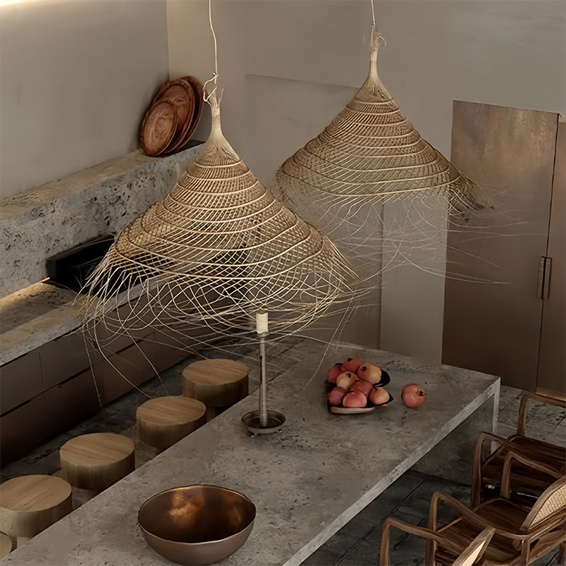 Lámpara de viento silenciosa china retro sala de estar comedor sala de té lámpara Zen dormitorio dormitorio estudio cama de estilo japonés lámpara de caña