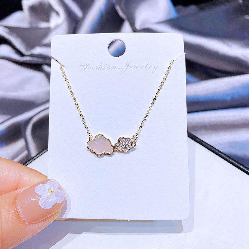 Korean copper gold-plated zircon shell cloud short necklace