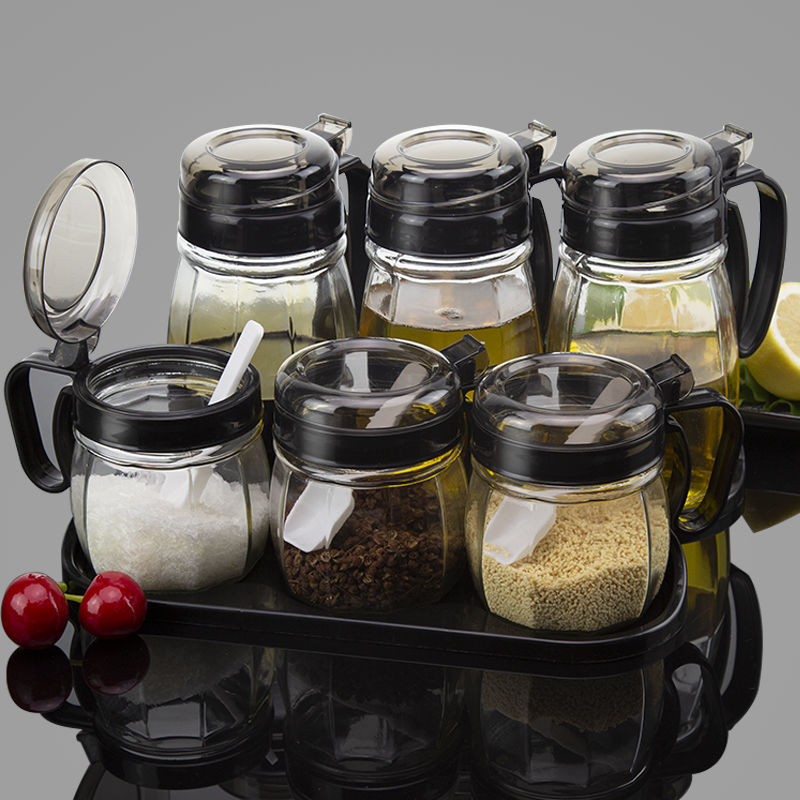 Seasoning Box suit household Kitchen Glass Cruet Seasoning box Condiment bottles Salt shaker Oil pot Sauce pot