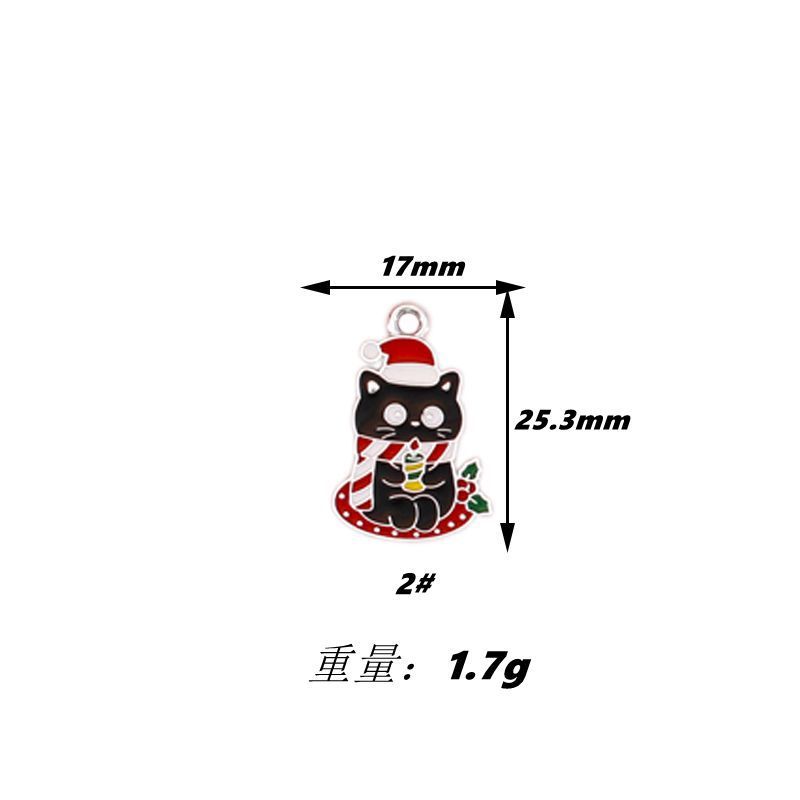 クリスマス漫画 DIY 合金ドリップオイルゴールデンホワイト K サンタクローススノーフレークヘラジカクリスマス猫アクセサリー|undefined