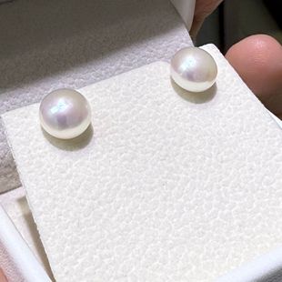 Natural Freshwater Pearl Earrings, Simple High-Luster Bun-Shaped Pearl S925 Silver Pearl Earrings Wholesale, Light Luxury