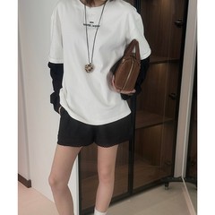 2025年秋季新款拼接圆领撞色休闲百搭情侣男女同款长袖卫衣xy4960