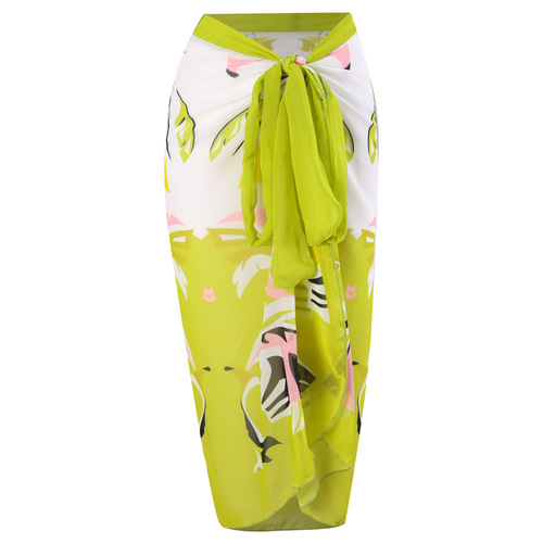 European and American independent website, Instagram-style women's beach skirt, hot-selling retro printed lace-up skirt