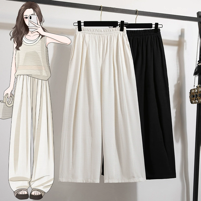 Льняные шаровары, женские осенние новые тонкие свободные повседневные брюки с высокой талией из хлопка и льна