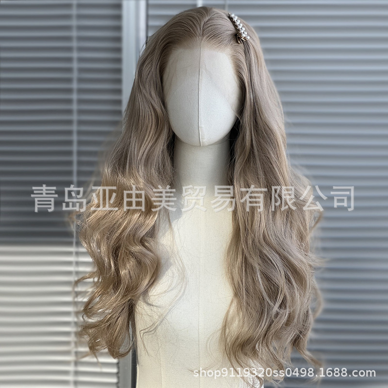 Imported Hair Extensions, Large Lace Barbie Blonde Curly Hair, Mixed Color Internet Celebrity High Crown Party Wig