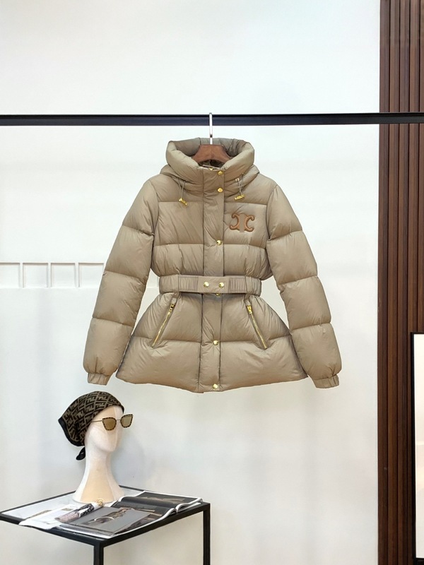 ce家25秋冬新款收腰羽绒服女中长款白鹅绒连帽外套气质通勤保暖|undefined