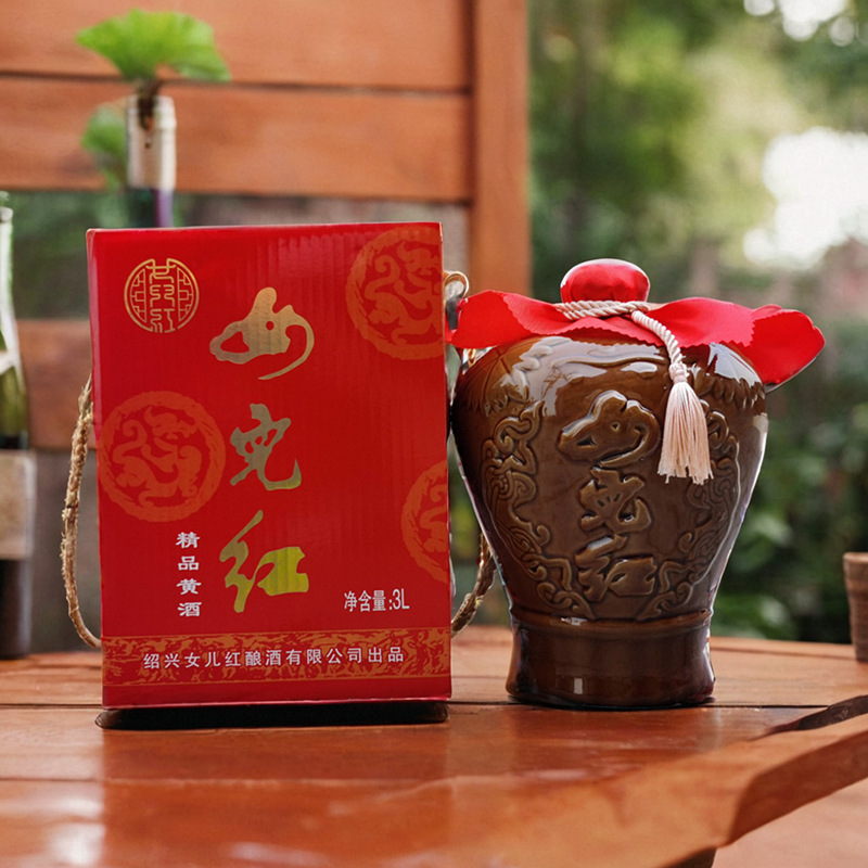 绍兴传统酒女儿红精品黄酒3L礼盒坛装女红坊十二年陈黄酒陶坛老酒