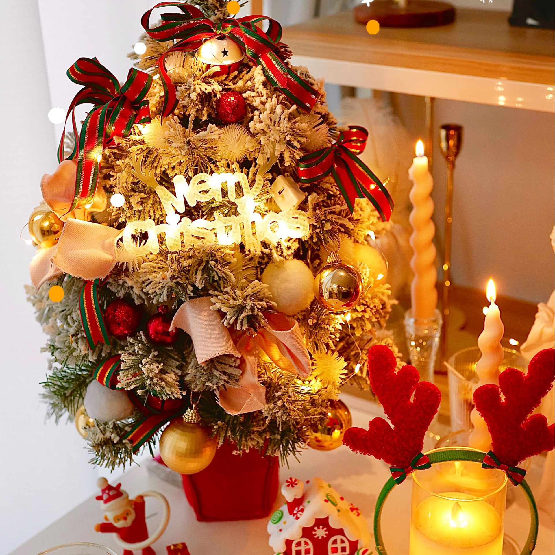 2024 Decoración de pastel de Navidad Decoración luminosa Merry Christssa árbol de Navidad inserto de cinta