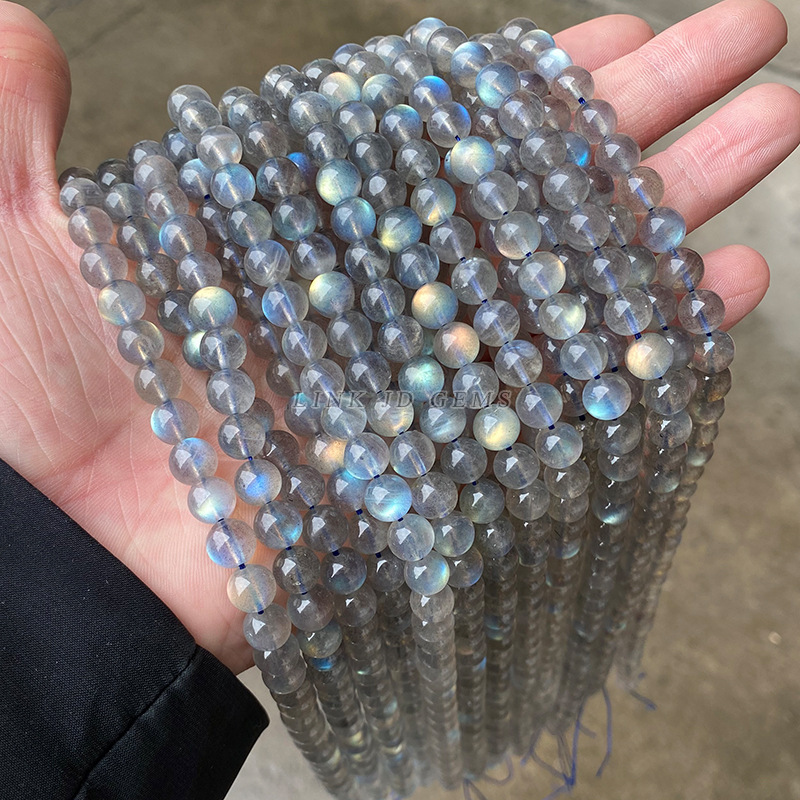 結晶徳宝飾品7a級天然強光灰月光散珠拉長石水晶丸珠diy宝飾品部品卸売り|undefined
