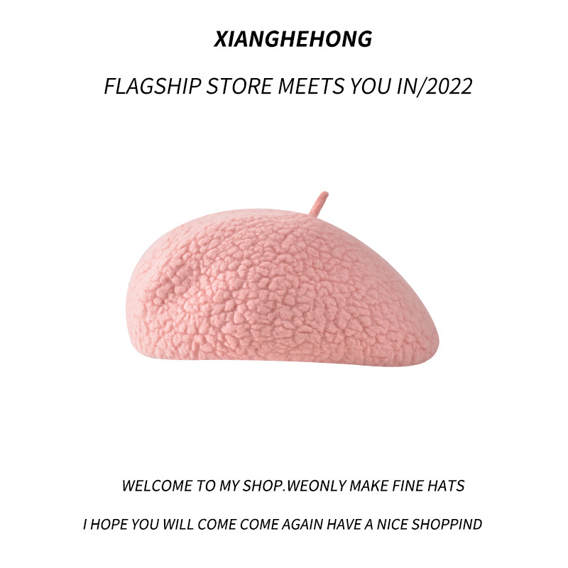 Unisex Wool beret Ladies winter Beanie pellet beret Painter cap Mushroom cap_voghion.com