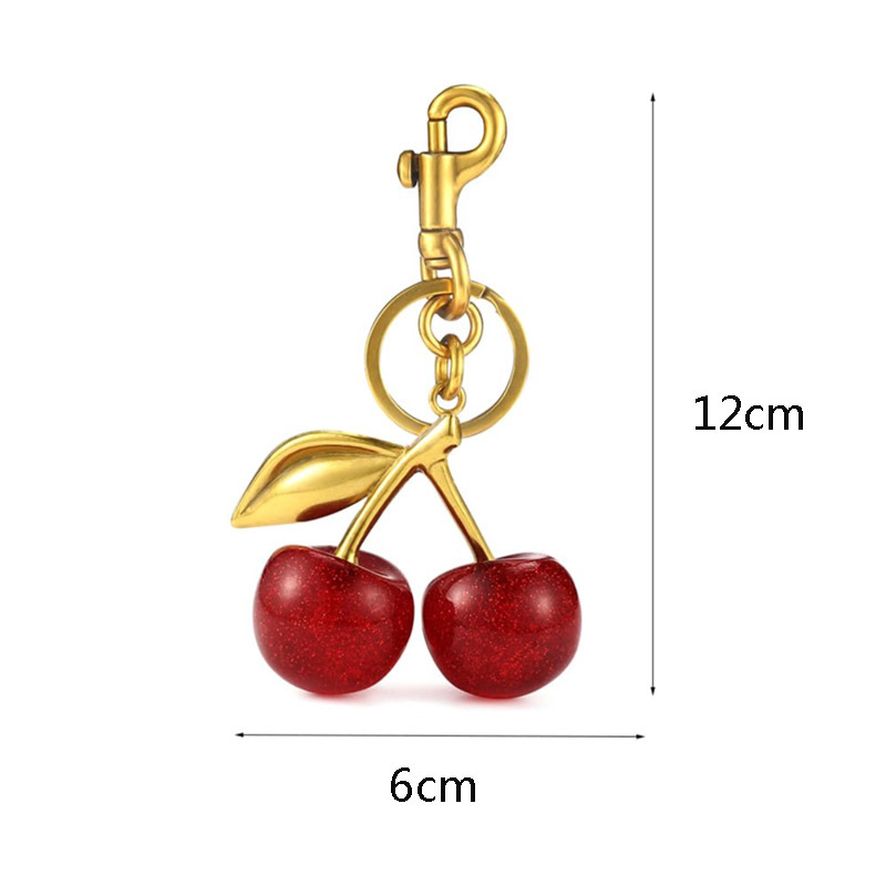 80g Weight Cute Cherry Artificial Crystal Alloy Women's Keychain