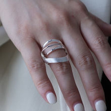 不规则几何线条缠绕戒指男女个性夸张冷淡风气质开口指环