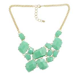 欧美时尚项饰 糖果色不规则石头颈链几何拼接短款项链配饰批发