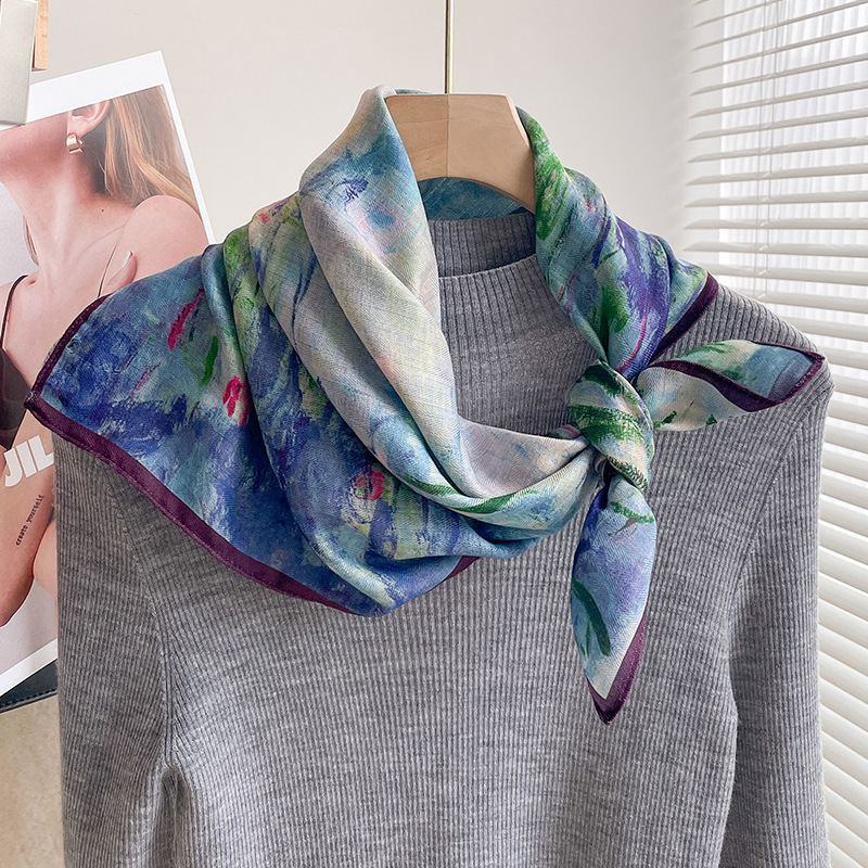 유화 연꽃 연못-블루