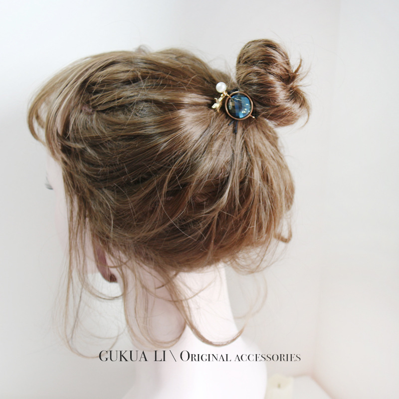 Miss GUKUALI original crystal pearl hair rope female hair tie rope rubber band Simple hair band bracelet dual-use headdress