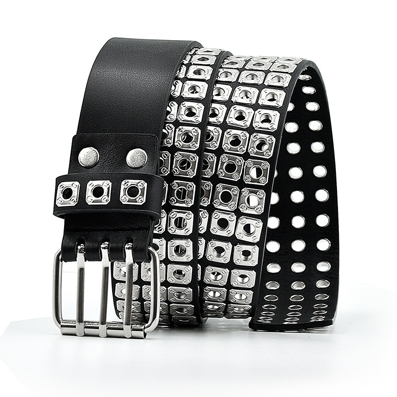 Belt Classification Retro Color Block Pu Leather Alloy Men's Leather Belts