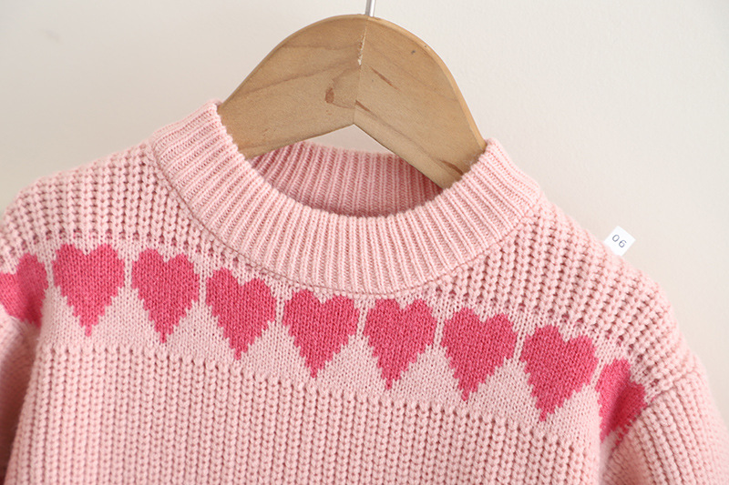 Girls' Sweater Western Love Jacquard Knitted Two Piece Set Autumn/Winter New Girl Korean Edition Pullover Skirt_voghion.com