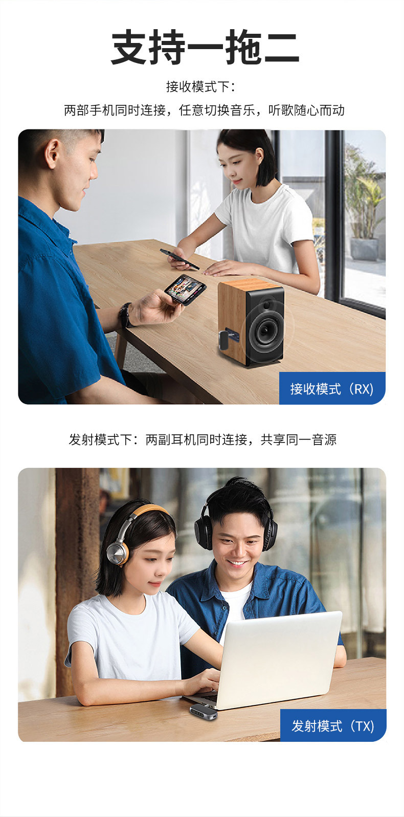 Car Bluetooth Audio Converter LED Digital Display Qualcomm Chip Speaker Bluetooth Receiver and Transmitter 2-in-1