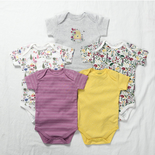 Baby Summer Outfit 5-Piece Set, Onesie, Climbing Suit, Diaper Cover for Newborns, Air Conditioning Clothes for Babies