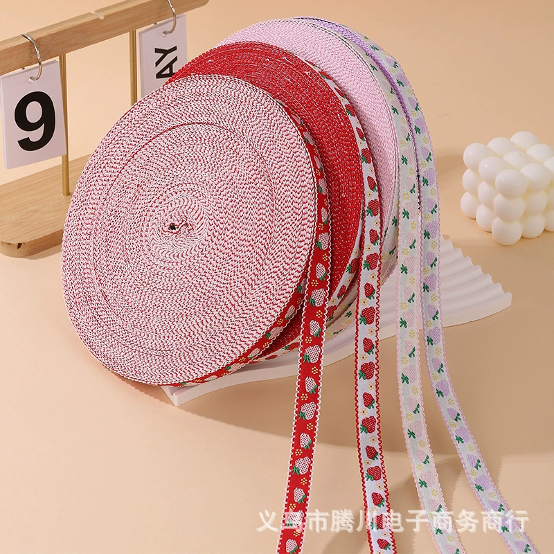 Новый стиль вышивка жаккардовая клубничная лента diy подарочная упаковка ленты аксессуары для волос одежда обувь шапки аксессуары оптом