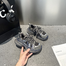 巴黎老爹鞋女2025秋新款ins复古运动休闲鞋厚底网面透气跑步鞋